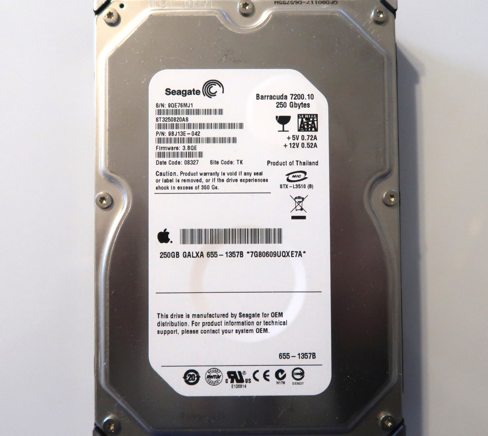 Seagate ST3250820AS 9BJ13E-042 3.BQE (9QE7) TK Thailand 250gb 3.5" Sata FEB-2008