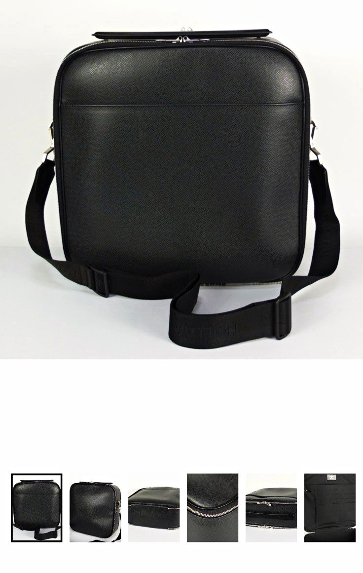 Louis Vuitton Satellite 53 Black Leather Shoulder Bag Padded Zip-Around 13in