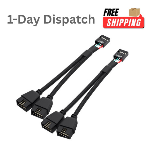 OwlTree 2Pcs USB 2.0 9 Pin Header Splitter Dual Port Extension
