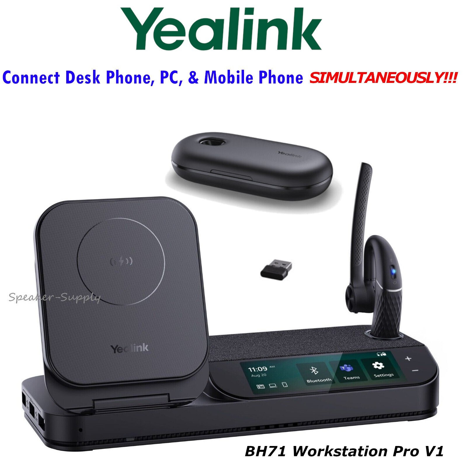 Yealink BH71 Workstation Pro V1 Bluetooth Wireless Headset System 1208654
