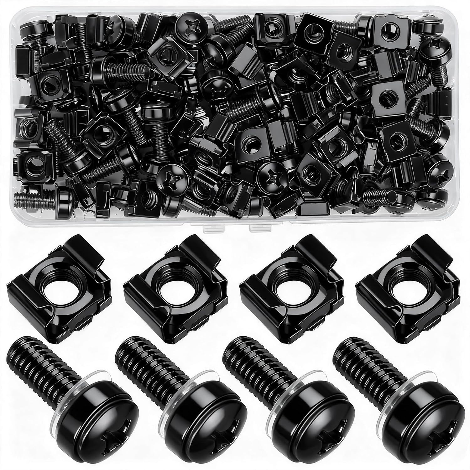 40 Pcs/20 Set Rack Mount Screws and Cage Nuts for Server Rack Cabinet, Black