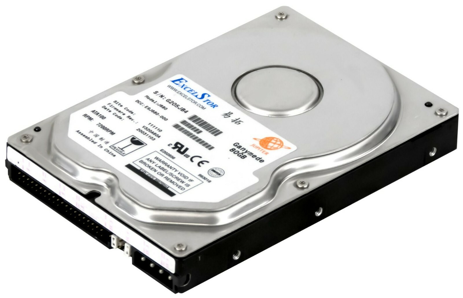 HARD DRIVE EXCELSTOR GANYMEDE J680 80GB 7.2K 2MB ATA 3.5''