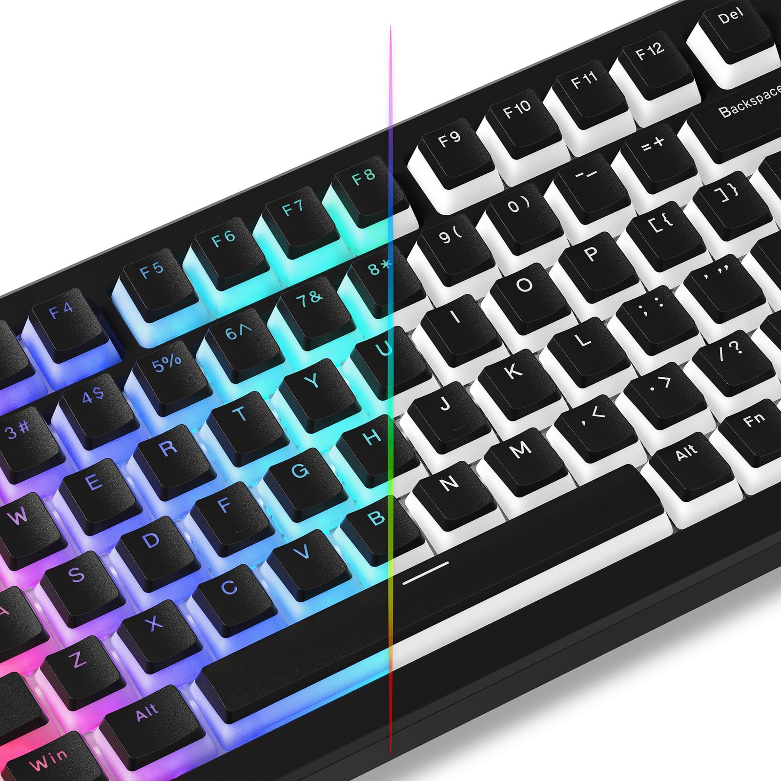Womier Pudding Keycaps, Black PBT Keycaps 60 65 75 100 Percent 130 Keys, Shin...