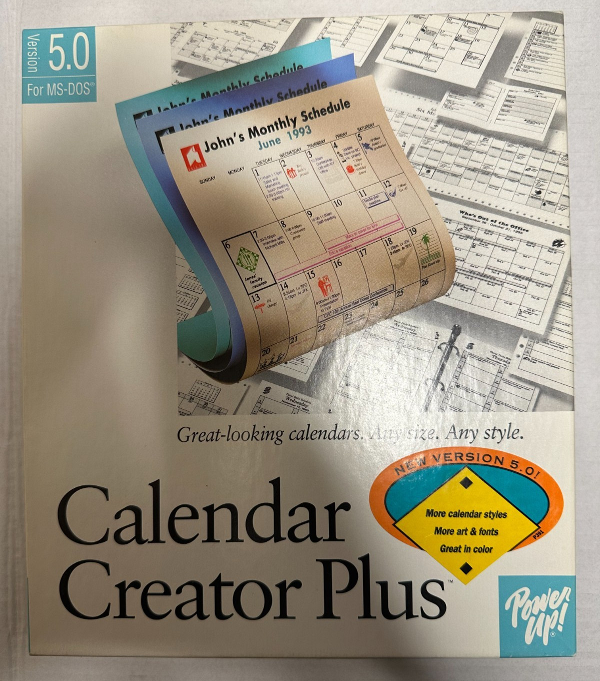 VTG Power Up Calendar Creator Plus Version 5.0 for MS-DOS Software Vintage PC