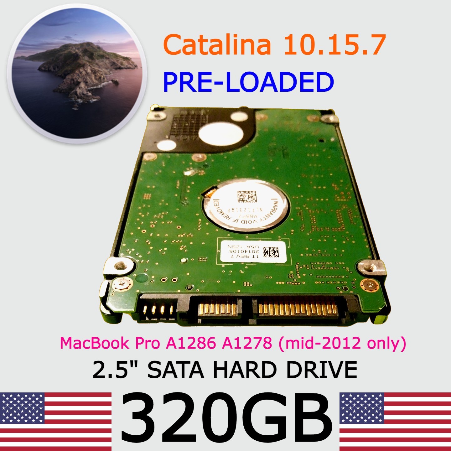 MacBook Pro Hard Drive macOS Catalina 10.15.7 320GB 2.5 - A1278 A1286 mid 2012