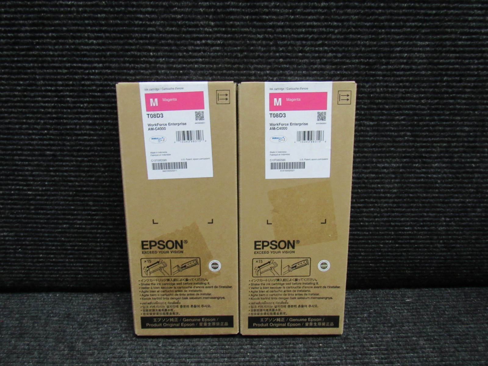 LOT OF 2 GENUINE EPSON T08D3 (WORKFORCE ENTERPRISE AM-C4000) MAGENTA INK
