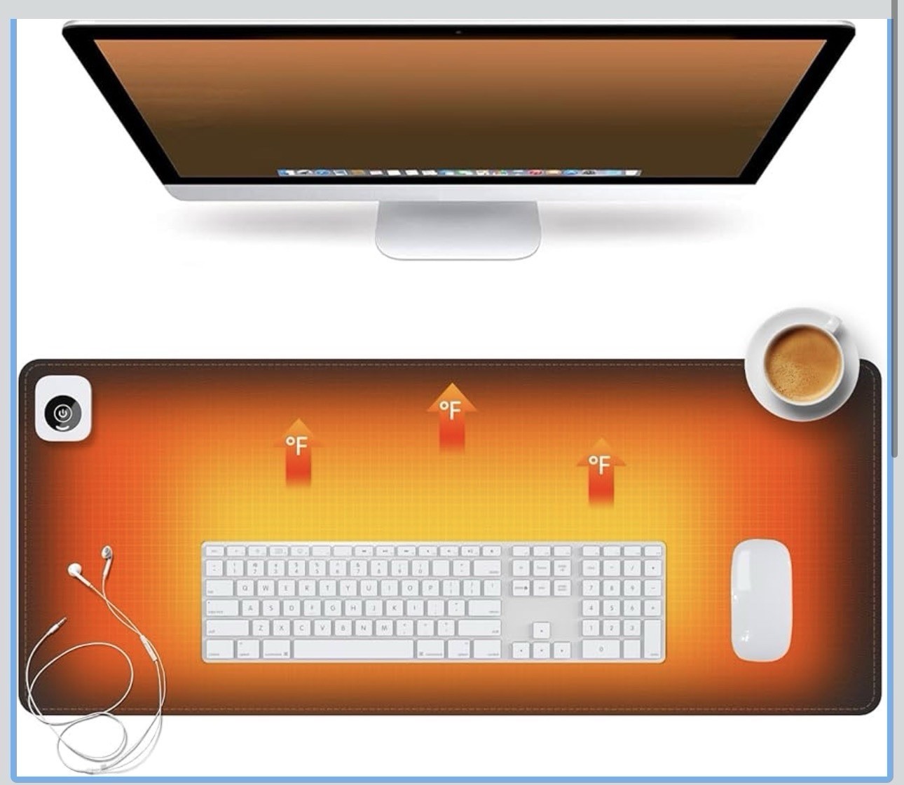 Heated Desk Pad Mouse Pad - Heated Desk Mat - Warm Desk Pad - 3 Levels Heating &