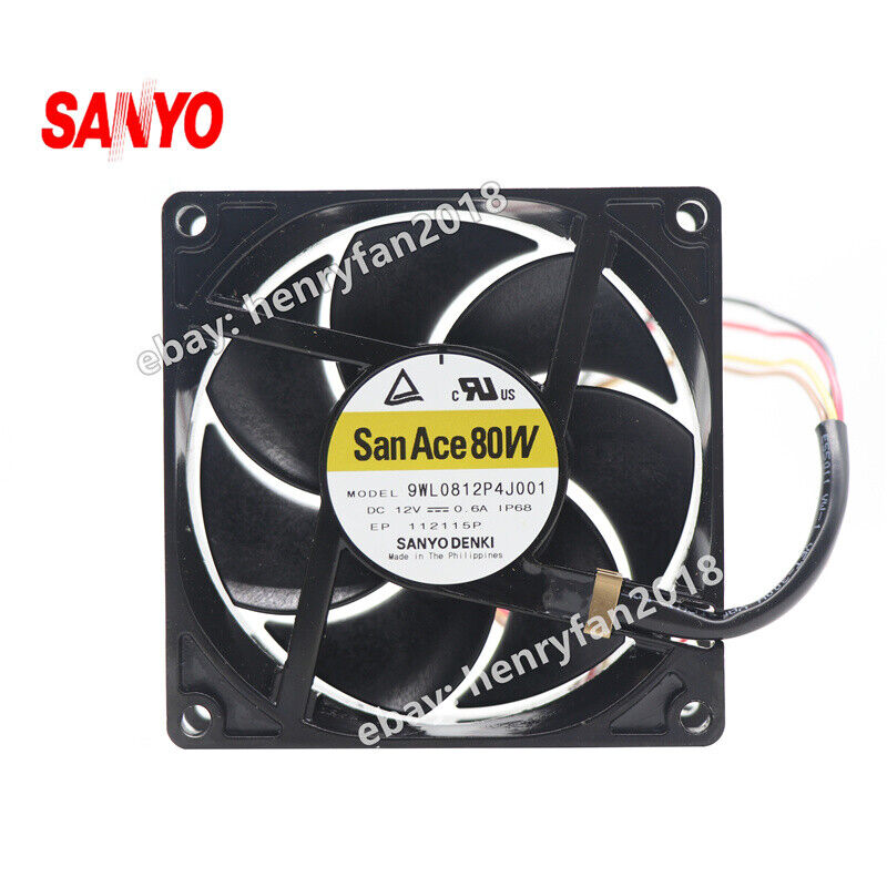 SANYO Denki 9WL0812P4J001 SanAce DC Fan 12V 0.6A 80*80*25MM 4wire IP68 Axial Fan