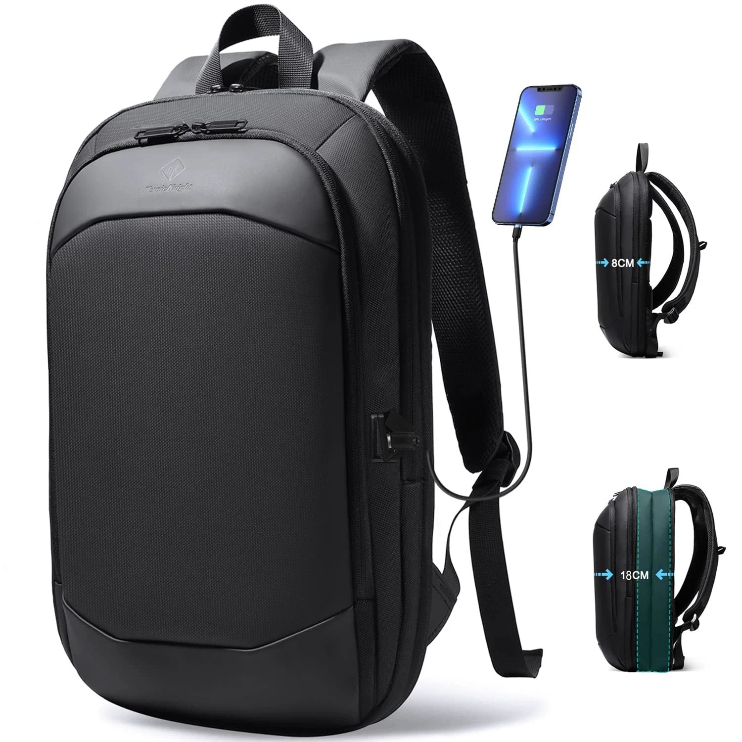 Business Backpack for Men 17 Inch,Slim & Expandable Waterproof 17 INCH, Black 