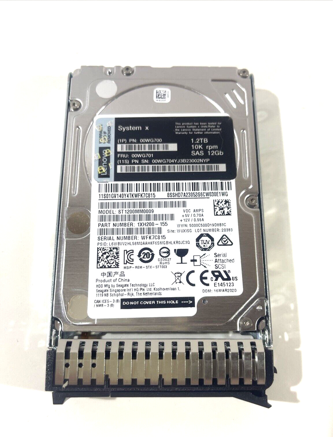 Lenovo 00WG700 00WG701 00WG704 1.2TB 10K 12G SAS 2.5" SERVER HARD DRIVE W/CADDY