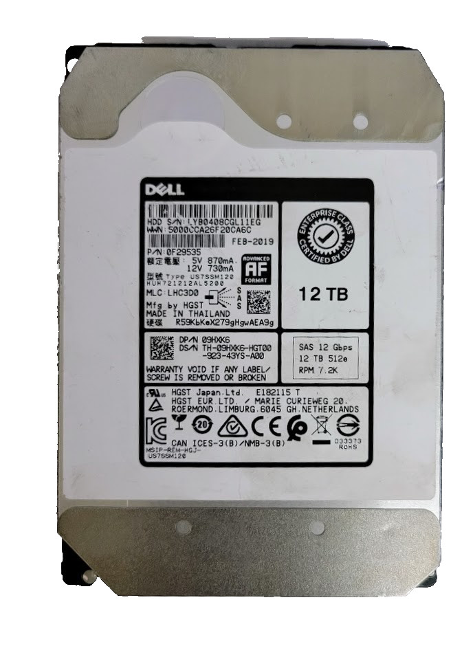 SAS-Dell 0F29535 12TB SAS 3.5" HDD HUH721212AL5200