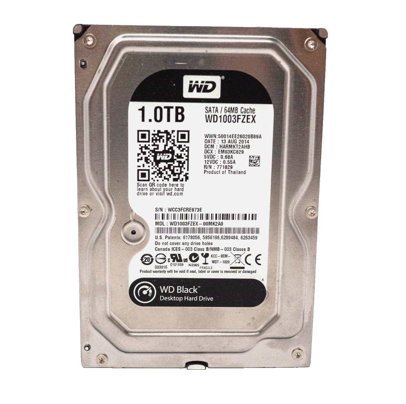 WD Black WD1003FZEX 1TB 7200RPM SATA III 3.5" HDD 64MB Cache Tested Working