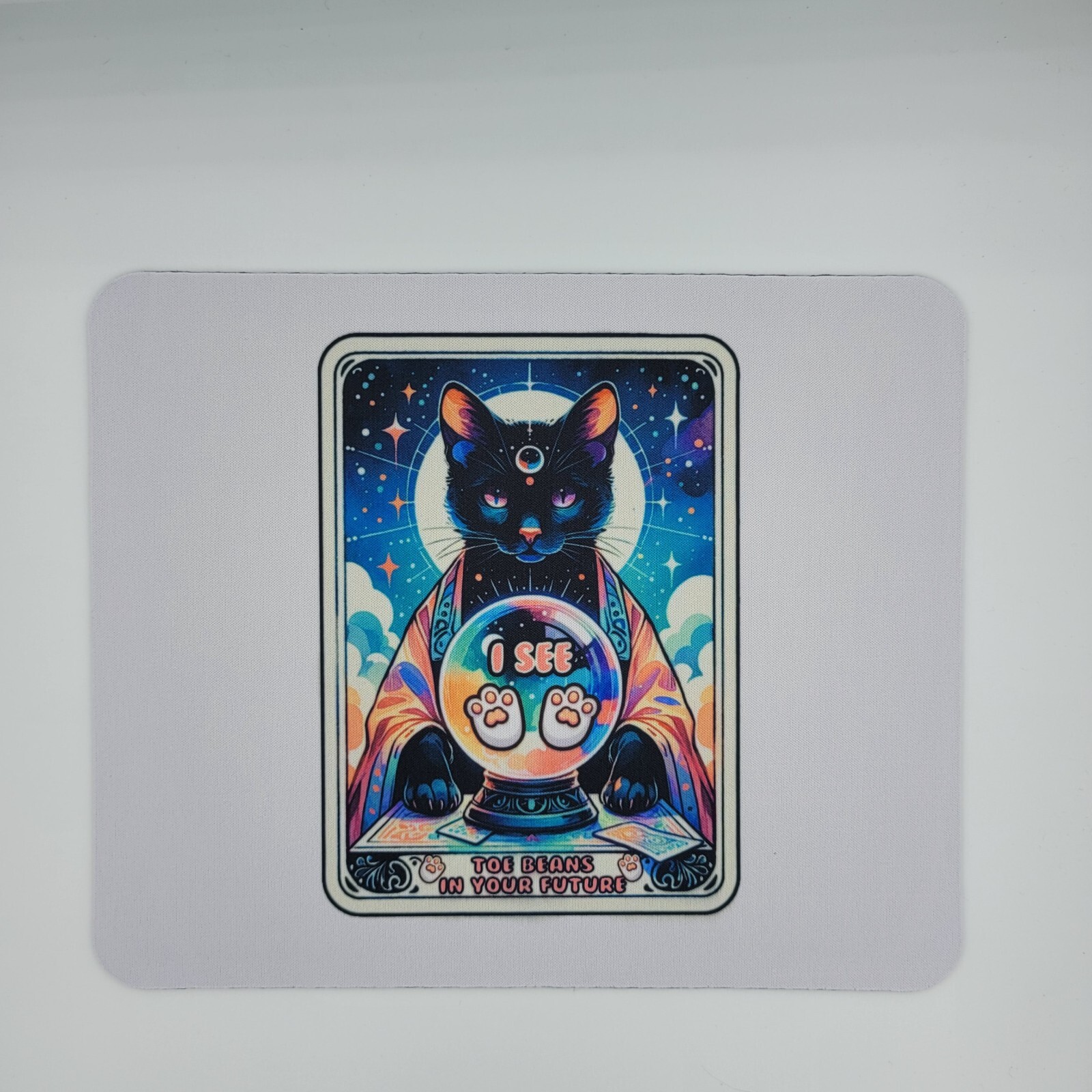 Cat Tarot Card Mystical Animal Lover Sublimated Computer Mousepad