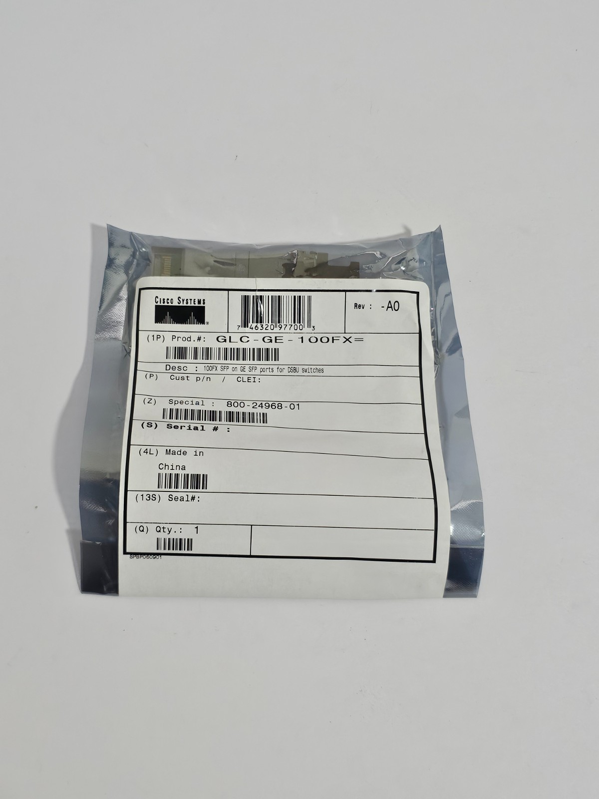 Cisco GLC-GE-100FX 100FX SFP for GE SFP Port 800-24968-01 NEW Genuine