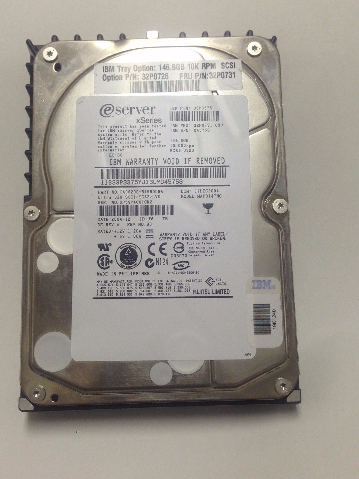 IBM 32P0731 146GB 10K 3.5" SCSI HDD – Enterprise Server Hard Drive Ultra320