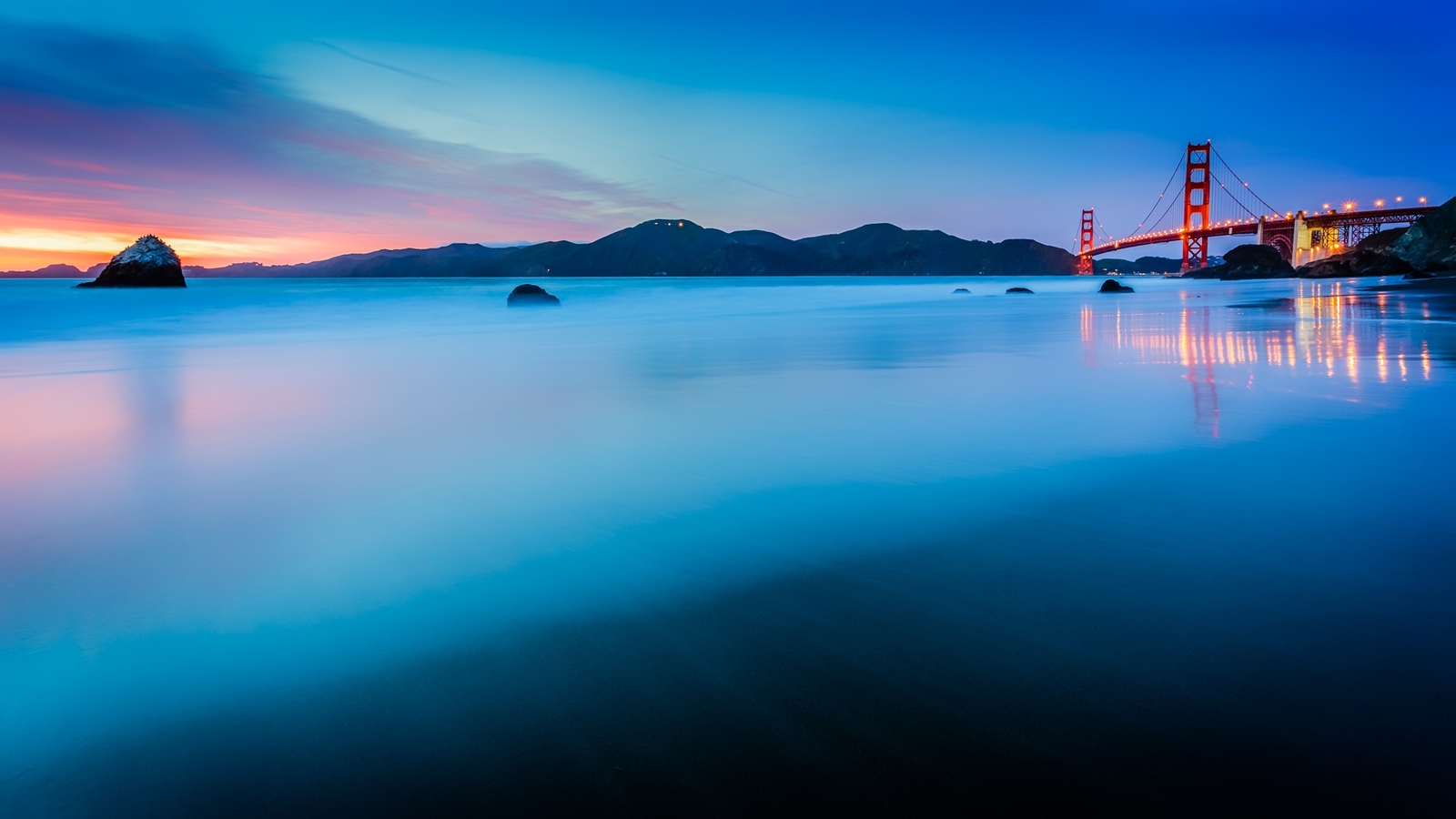 Landscape golden gate bridge sea long exposure san Custom Gaming Mat Desk
