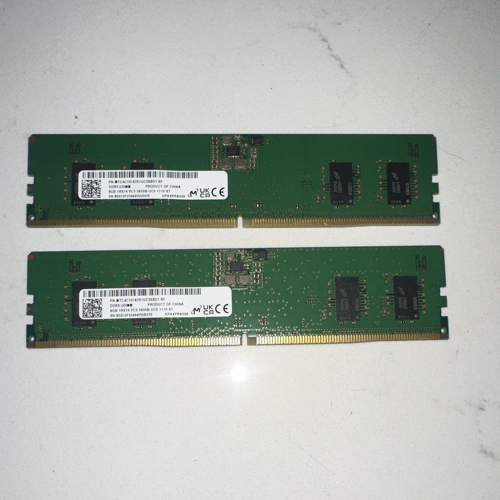 Micron 16GB (2x8GB) DDR5 UDIMM PC5-5600B 288-Pin Non-ECC MTC4C10163S1UC56BD1