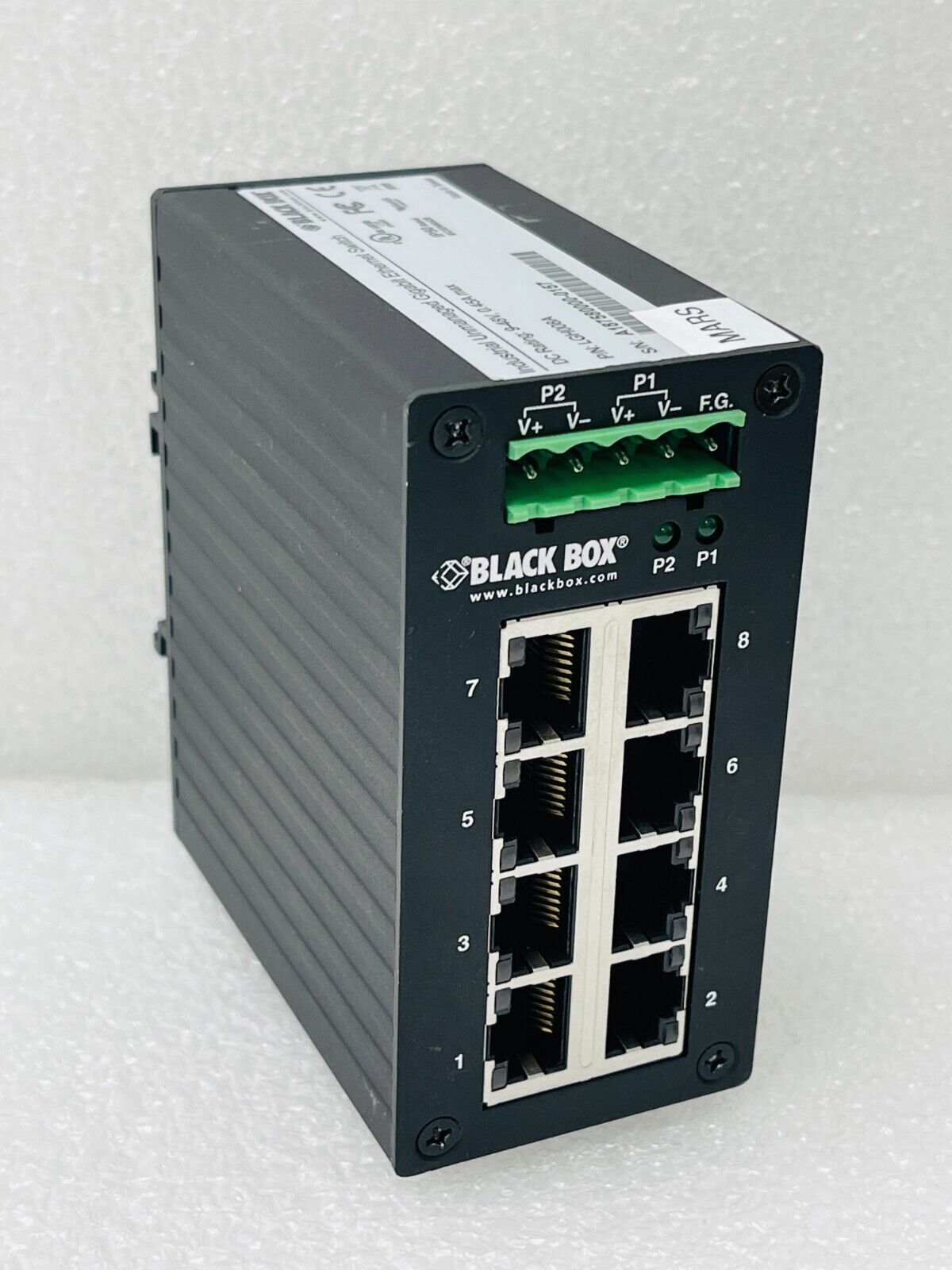Black Box LGH008A 8-port Gigabit Edge Switch Hardened / USED - 