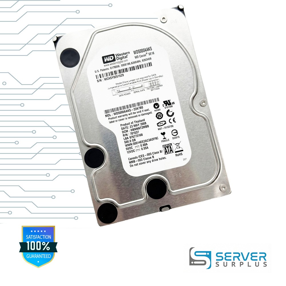 WD Caviar SE16 500GB SATA 3.5 in Enterprise HDD | WD5000AAKS | WD5000AAKS-22A7B0