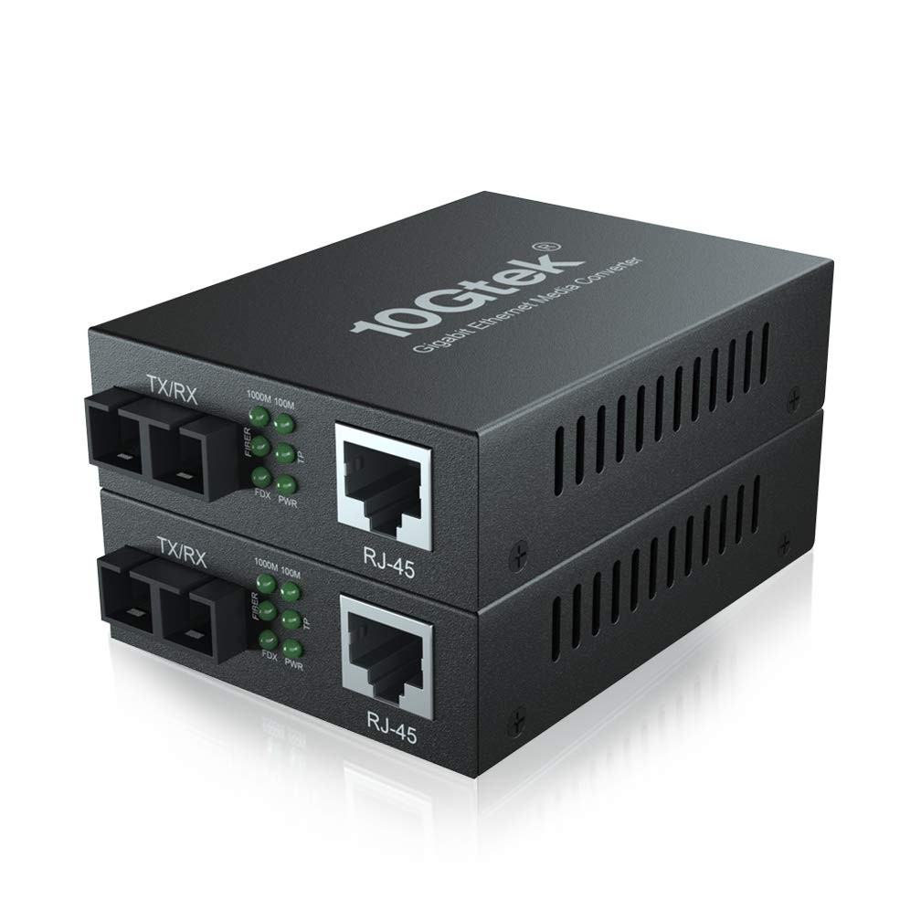 10Gtek 1.25G Gigabit MultiMode Fiber Ethernet Media Converter MMF Dual SC Fiber