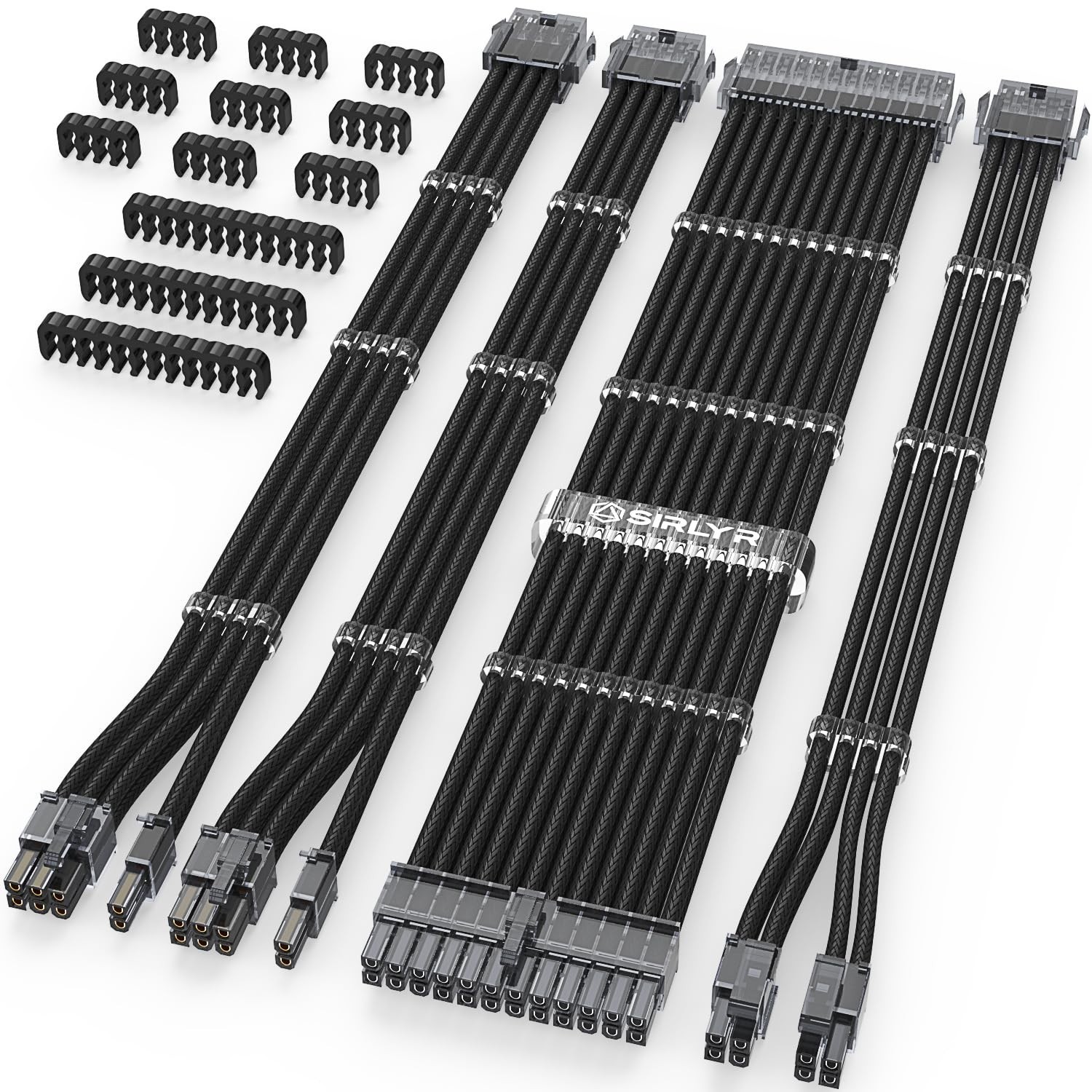 "4 PCS Transparent Connector PSU Cable Extension Kit Customed PC Power Supply Ex
