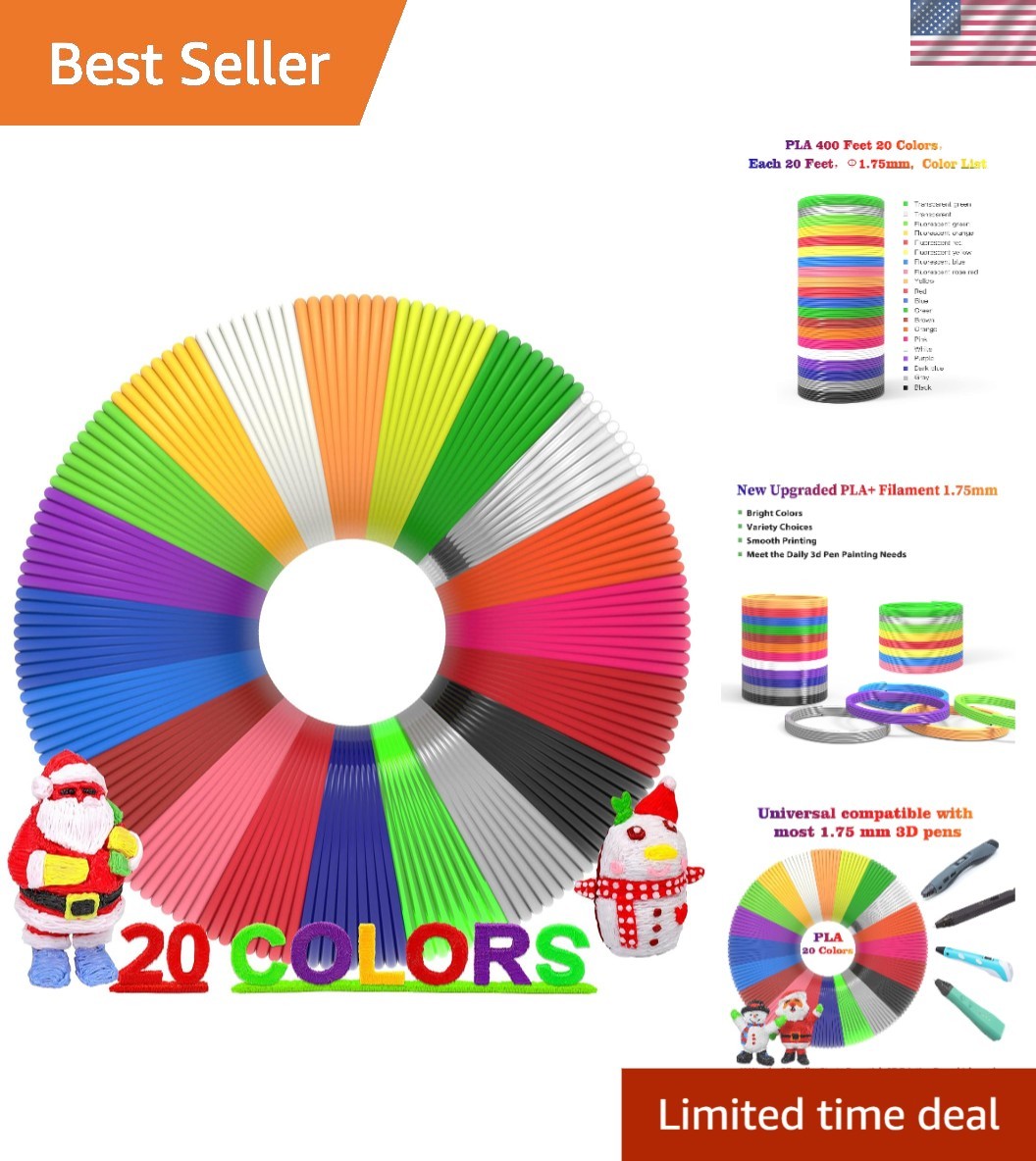 Colorful 400 Feet 3D Pen Filament -  Quality PLA for Creative Projects