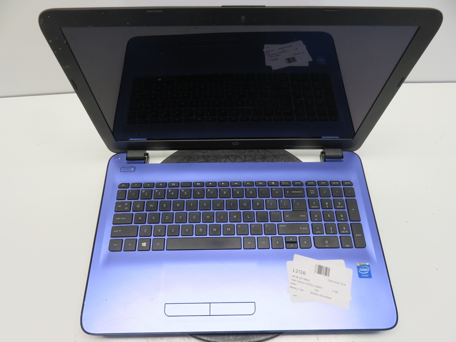HP 15-AC138DS Intel Celeron N3150 1.6GHz 4 GB NO HDD No Batt