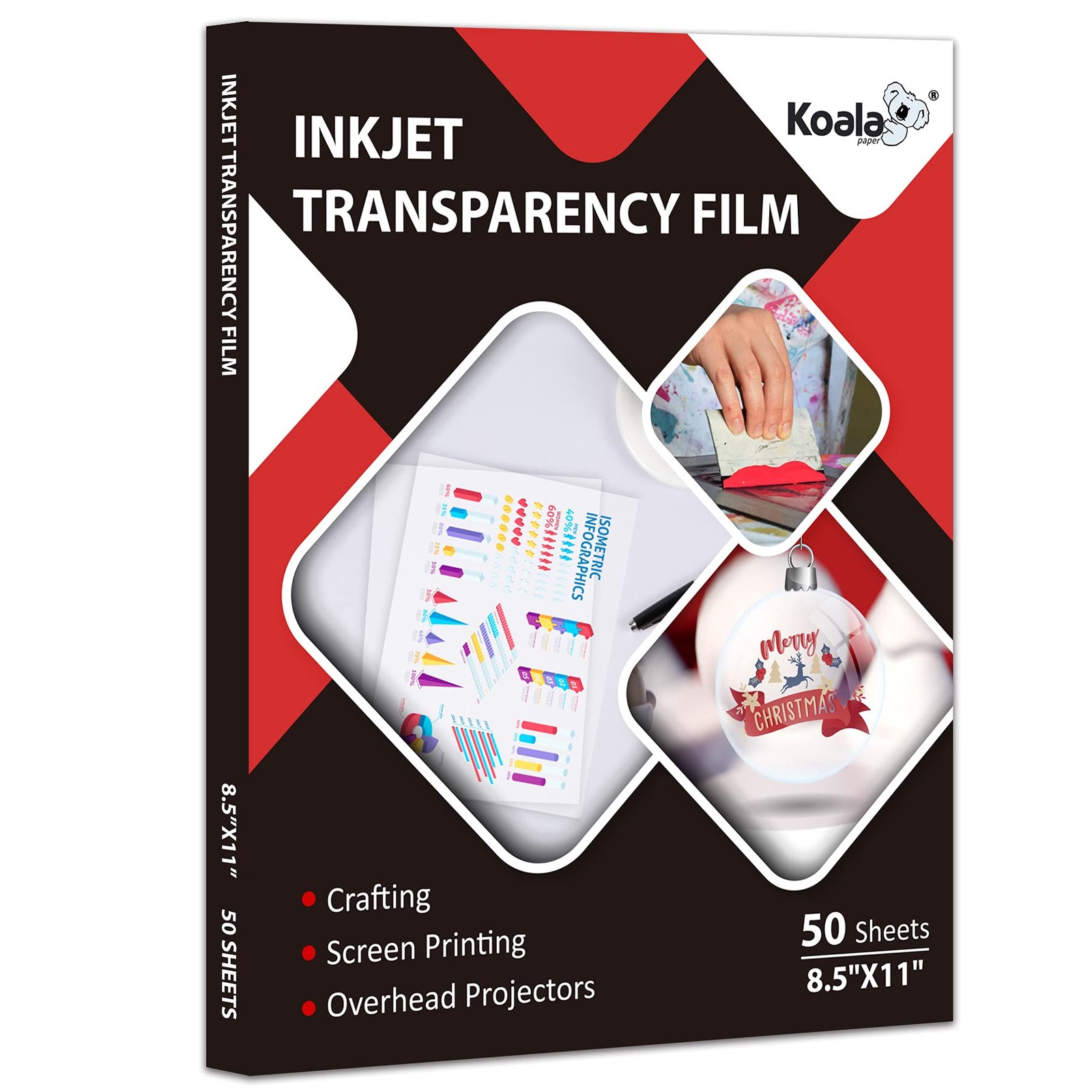 8.5x11 Inch Clear Koala Inkjet Transparency Film Sheet Screen Printing 50 PCS