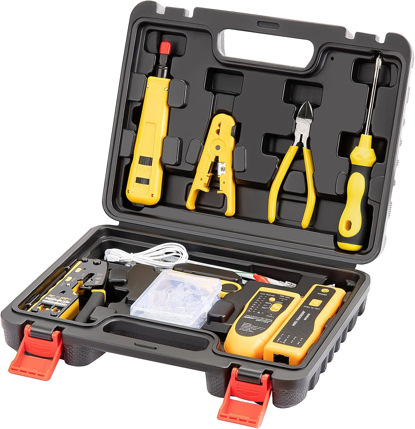Network Tool kit, RJ45 Crimp Tool kit Pass Through Crimper Cat6 Cat5 Cat5e