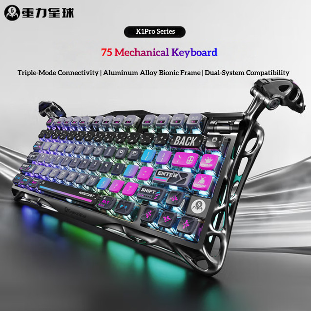 Gravastar K1Pro 75% Wireless Mechanical  Gaming Keyboard - Cyberpunk Edition