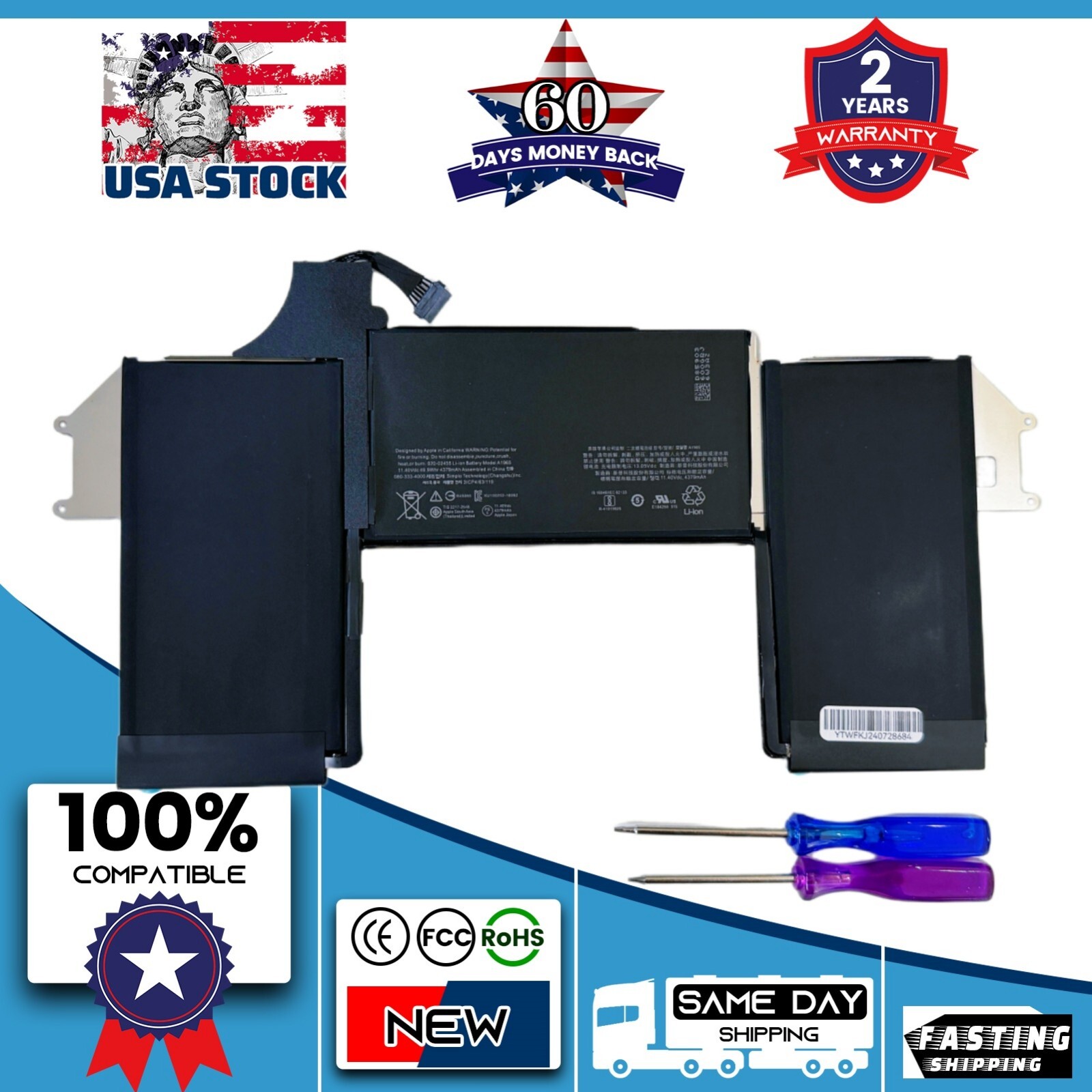 New Genuine 4379Ah A1965 Battery for Macbook Air 2018-2021 A1932 A2179 3184 3303