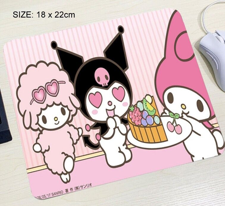 Kuromi & My Melody Mouse Pad - 18 x 22cm / 8.5 x 7 Inch - Non Slip Back