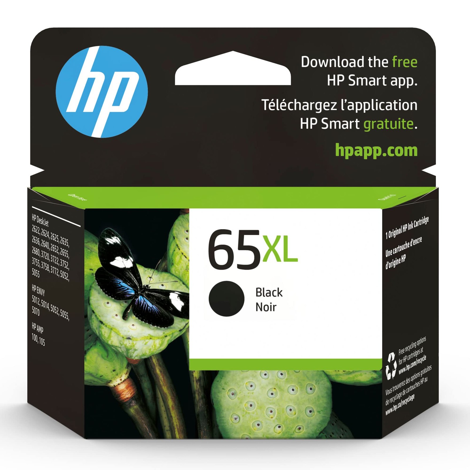HP 65XL Black High-Yield Ink Cartridge | Works with AMP 100, DeskJet 2600, 3700;