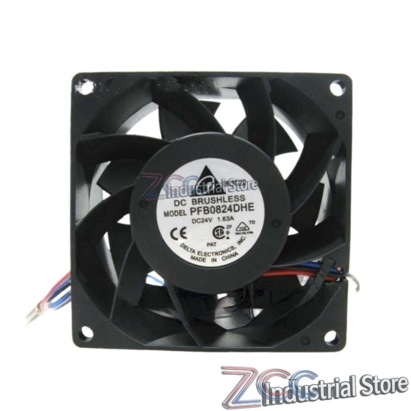 Delta fan PFB0824DHE DC 24V 1.63A 80*80*38mm 3-wire Large air volume cooling fan