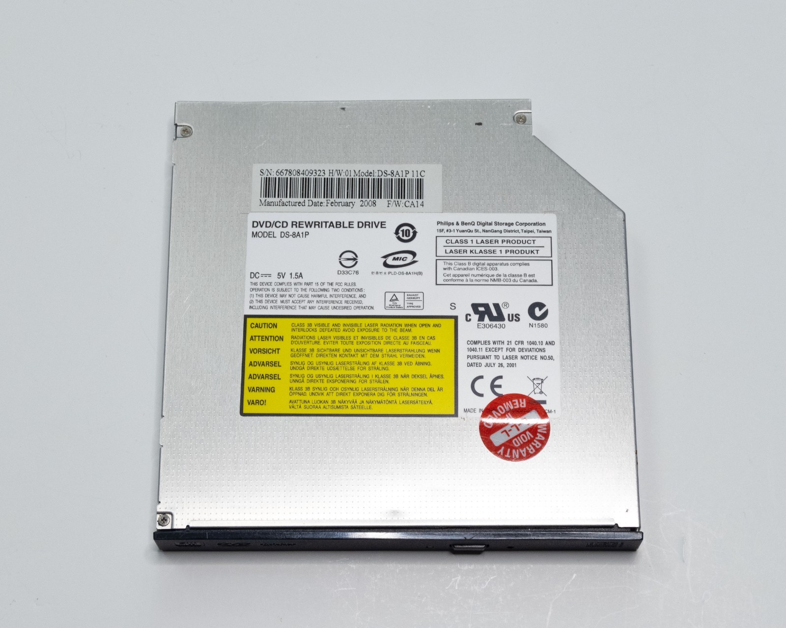 Phillips DVD/CD Rewritable Drive for Laptops, IDE (DS-8A1P)