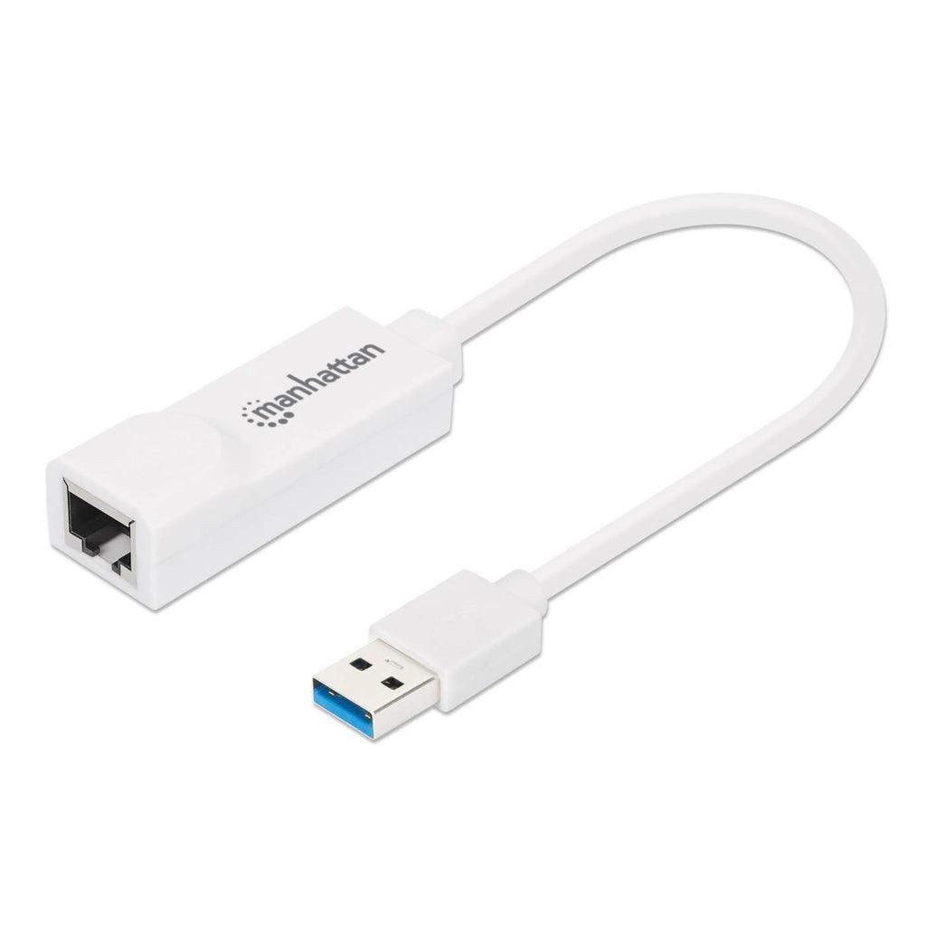 Manhattan 506847 USB 3.0 Gigabit Ethernet USB-A Network Adapter, White, 10/1 ~E~