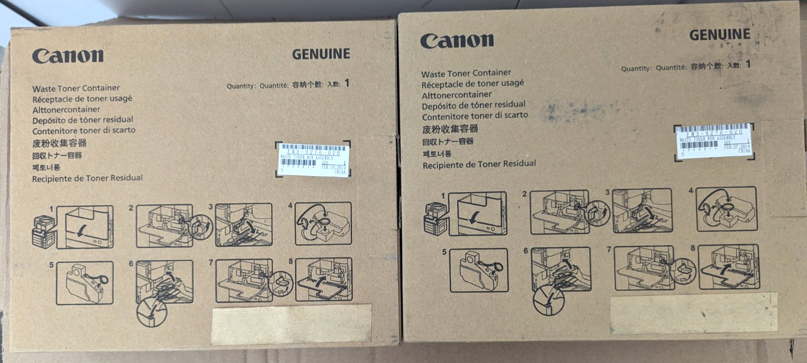 Canon FM3-9276-000 Waste Toner Bottle WT-101, imageRUNNER 2520 Lot Of 2