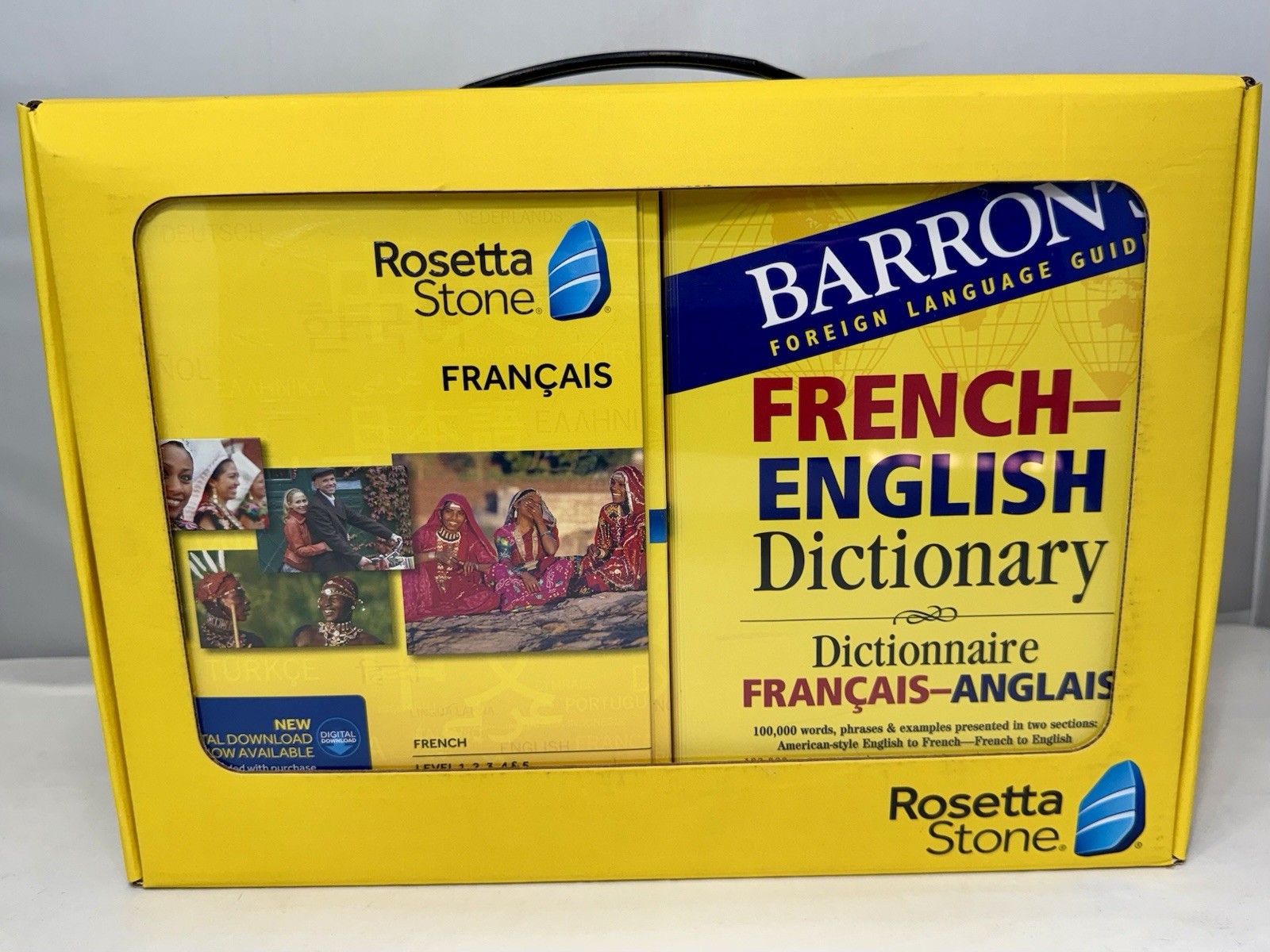Rosetta Stone French Levels 1-5 COMPLETE NEW Sealed Barron's Dictionary Headset