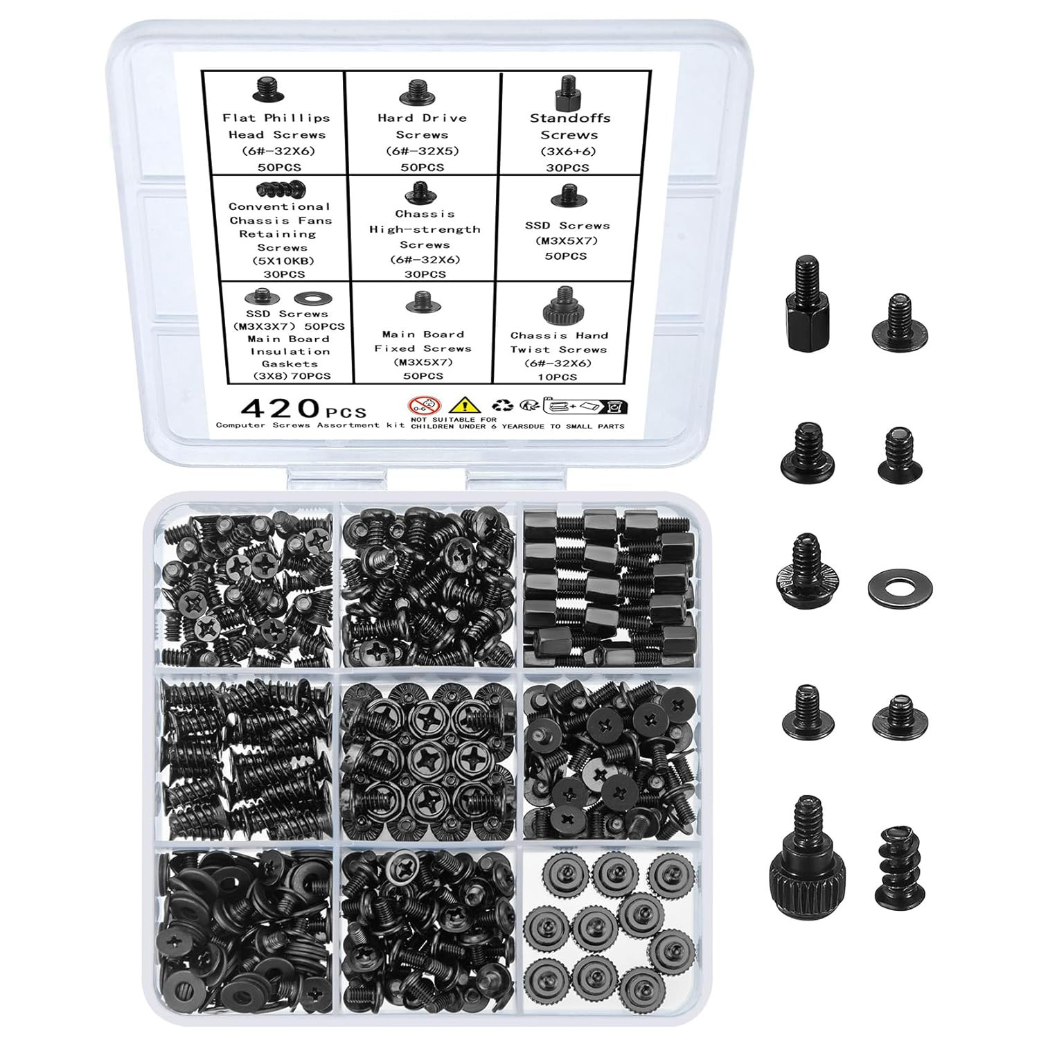 420Pcs Computer Screws, Motherboard Standoffs Kit for Motherboard Laptop