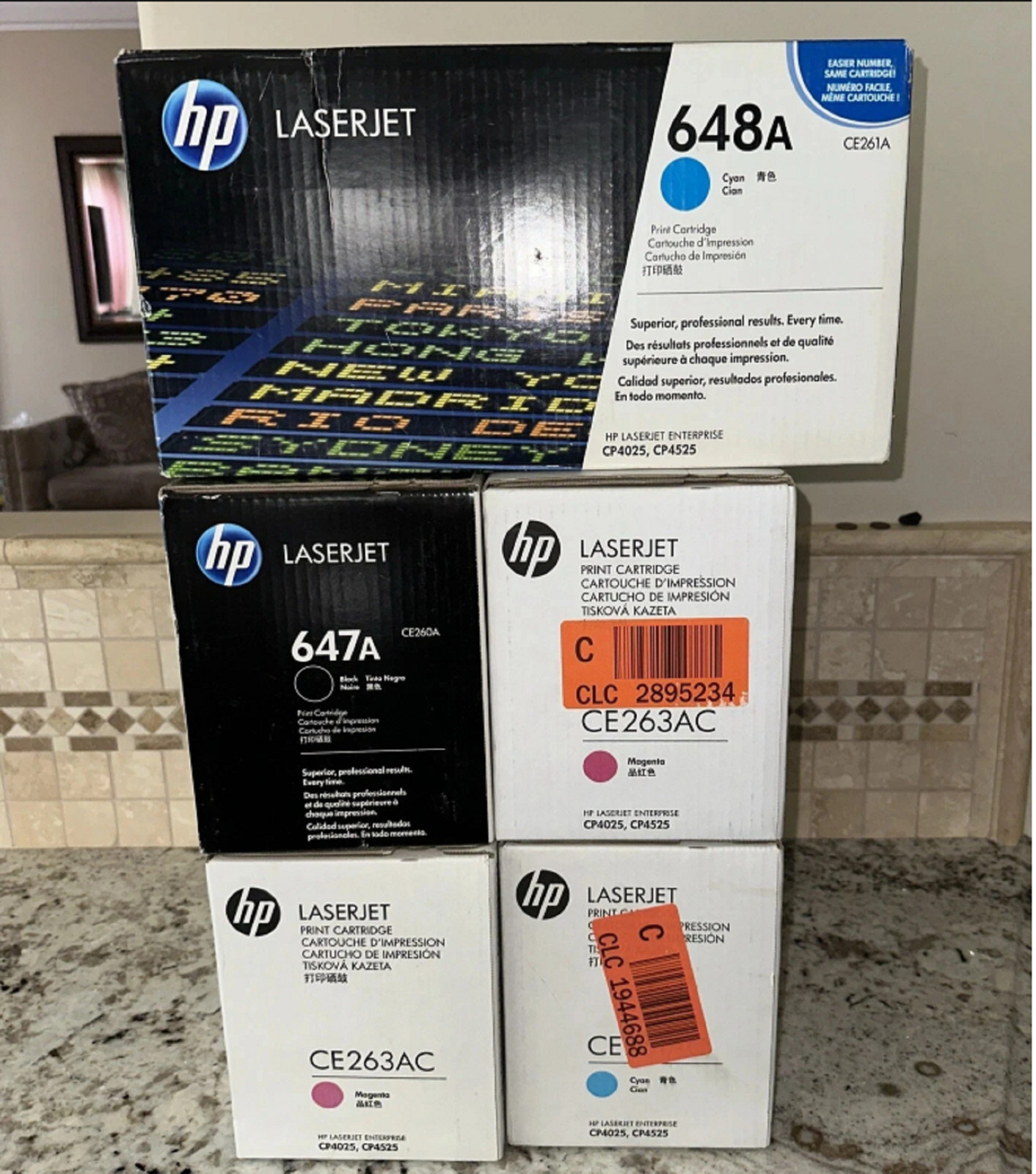 Lot Of 5 New HP CE260A CE261A CE263AC Multi-Color Print Cartridge See Detail