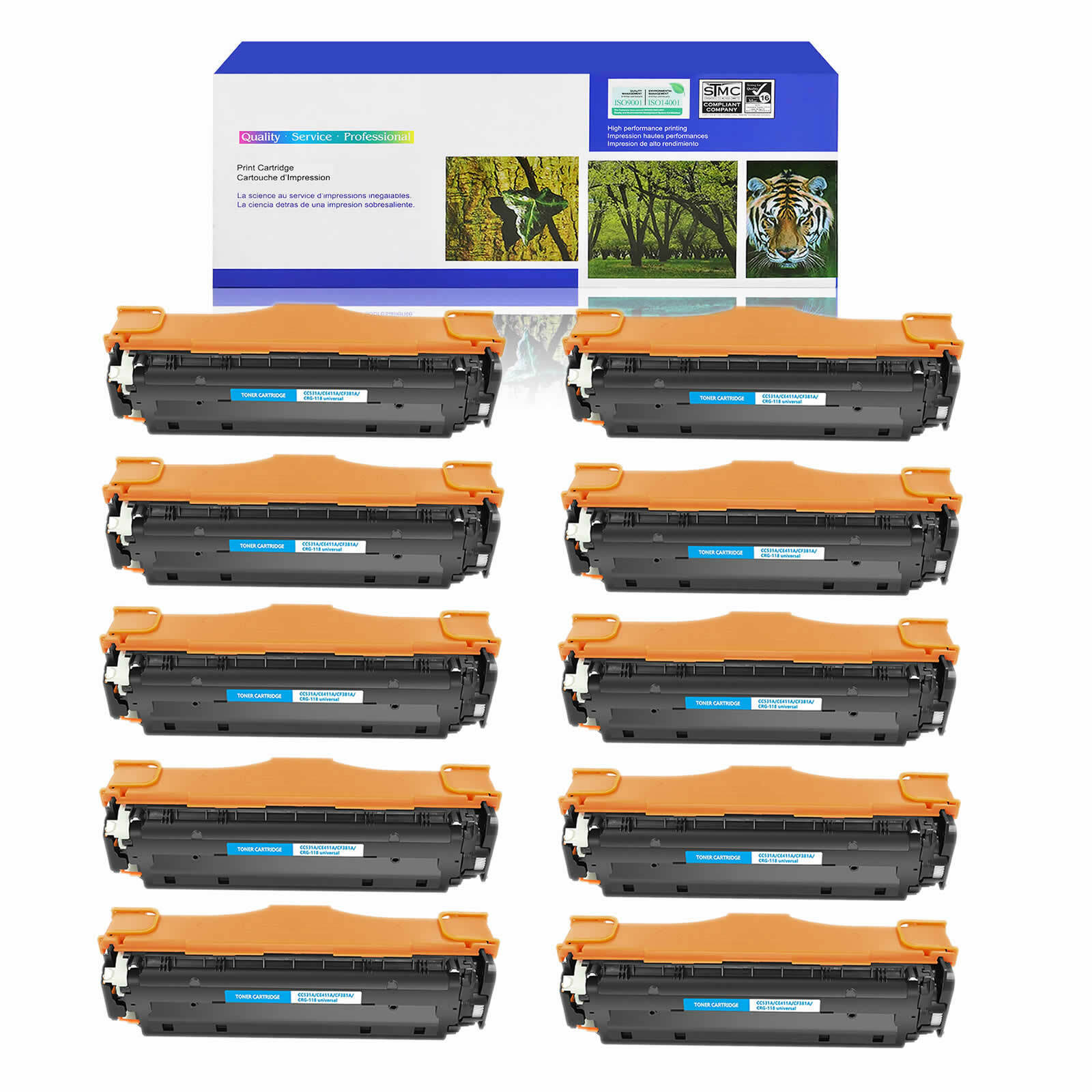 10PK High Yield CE411A Cyan Toner Cartridge for HP 305A 300 color M451dn M451dw
