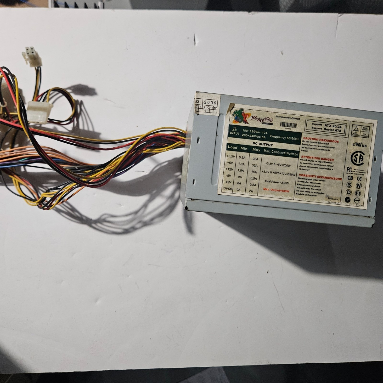 Logisys PS480D 20/24 pin Switching 480W Power Supply