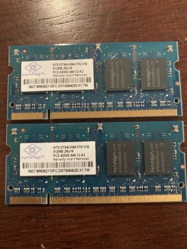 NANYA 1GB (2 x 512MB) Laptop Memory 2Rx16 PC2-4200S NT512T64UH8A1FN-37B RAM