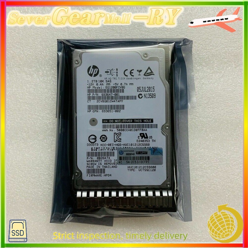FOR HP 697631-001 1.2TB 6G SAS 10K Rpm SFF 2.5" SC Hard Drive 693647-001 G8 G9