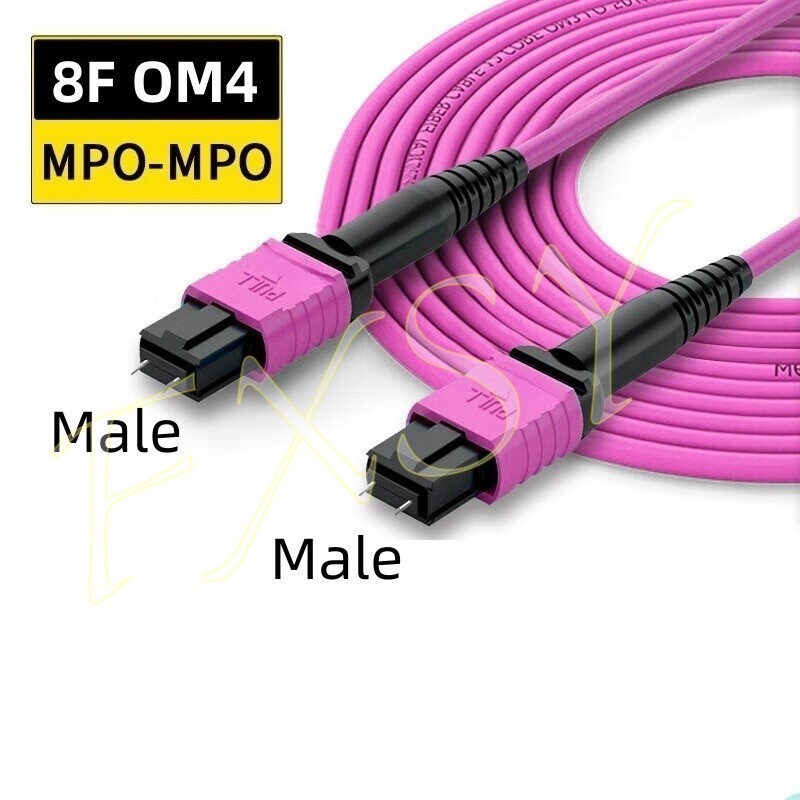 1-100M MPO Male to MPO Male OM4 8 12 Core Fiber Optic Patch Cord MTP to MTP lot