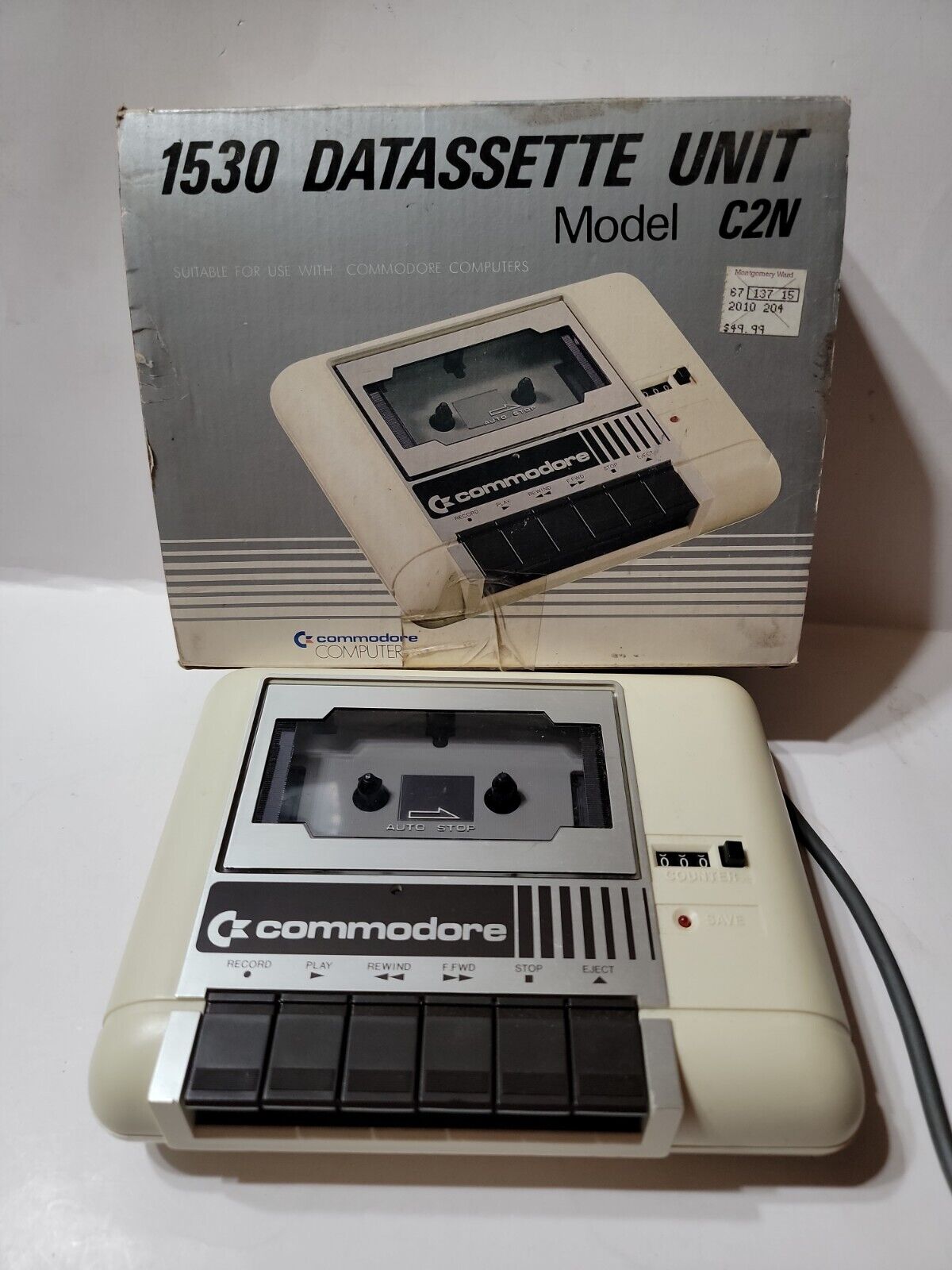 Commodore Computer 1530 Datassette Unit Model C2N Cassette with Box - Untested
