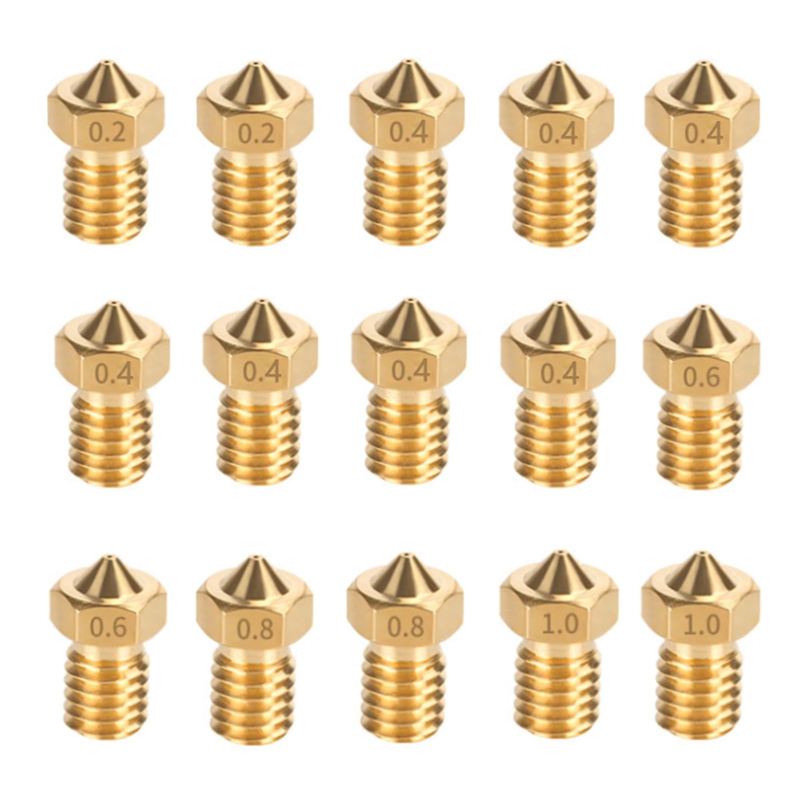 15PCS Brass Nozzles Kit for Anycubic Kobra, 3D Printer 7PCS 0.4mm Nozzles and...