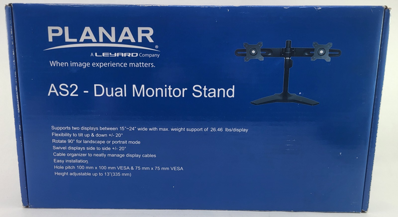 Planar AS2 Dual Monitor Stand - New in Open Box ( Damaged Box) Complete 