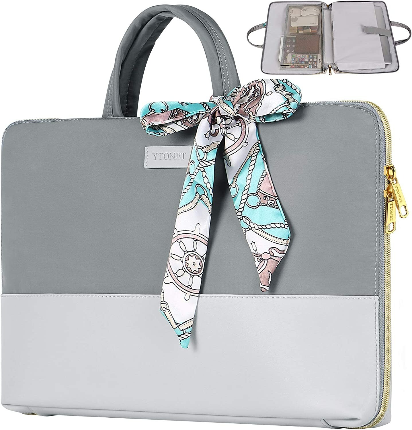 Ytonet 15.6 Inch Laptop Sleeve Carrying Case Water Resistant Grey w Ribbon
