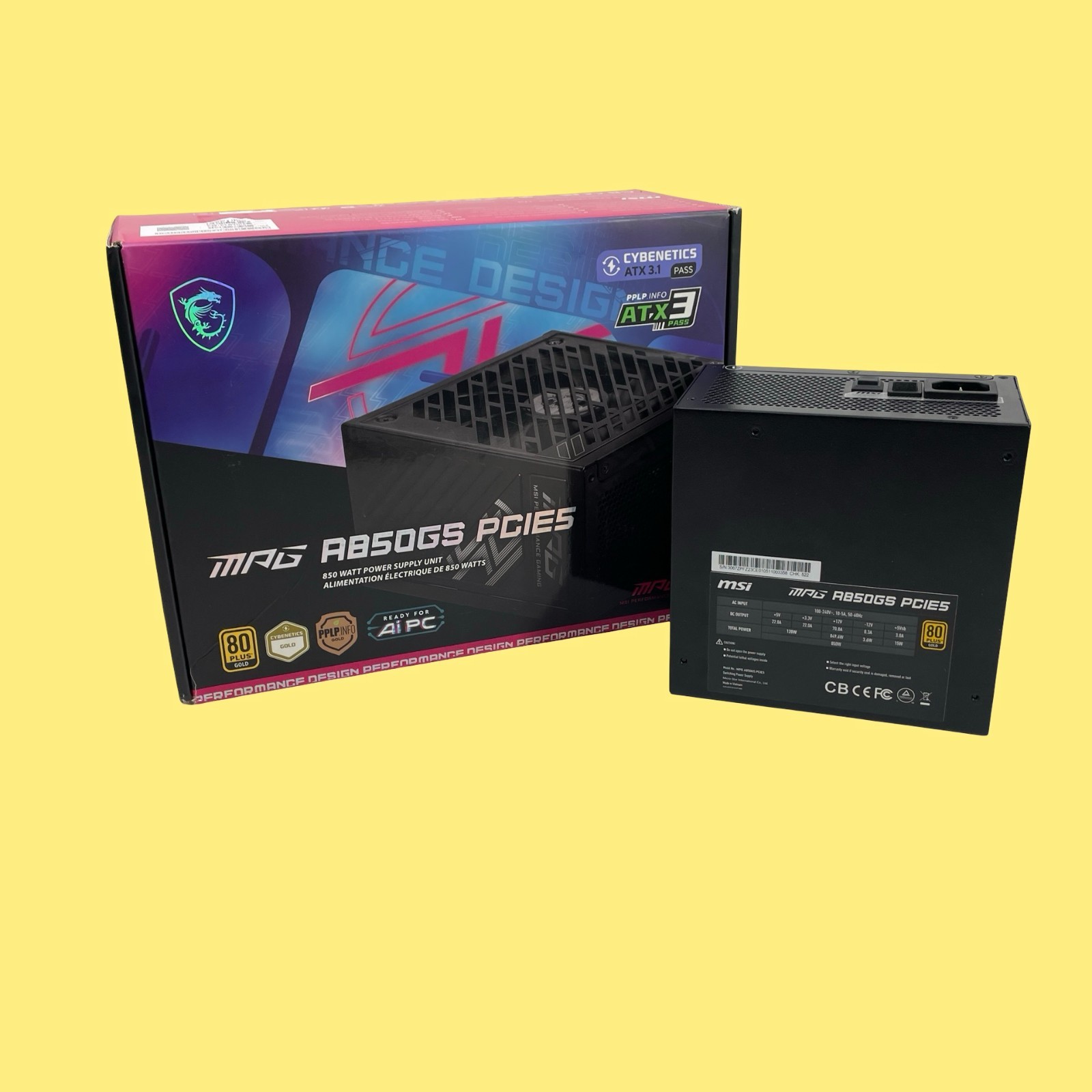 FOR PARTS MSI MPG A850GS PCIE5 Fully Modular Gaming Power Supply #5999 z38b24